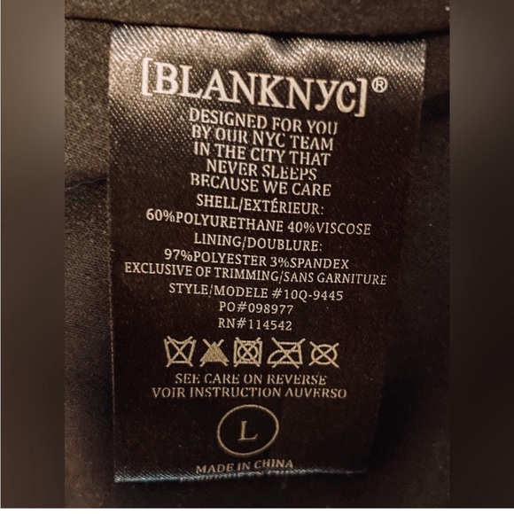 BLANKNYC Black Moto Vegan Leather Jacket - Floral Embroidery - size large - Picture 5 of 11